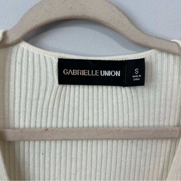 Gabrielle Union Off White Cream Sweater Wrap V-Neck Midi Dress Women’s Small - Picture 4 of 8
